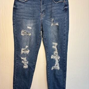 Wax Jean Women's Ripped Blue Skinny Jeans